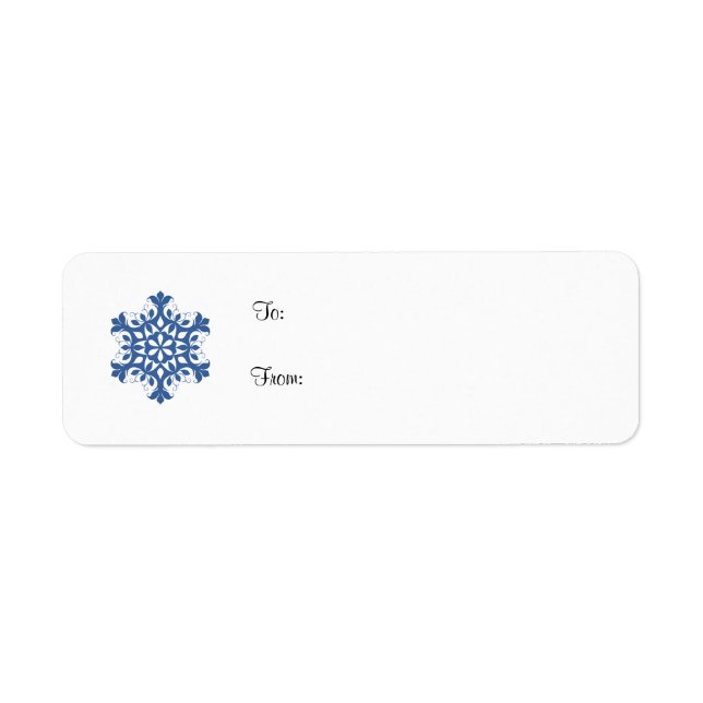 Blue Snowflake Gift Tag Label (Front)