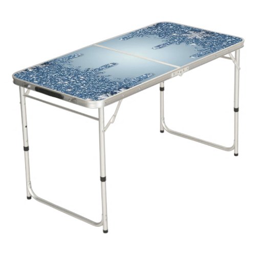 ❄️ Blue Snowflake Glitter Winter Frame ✨ Beer Pong Table
