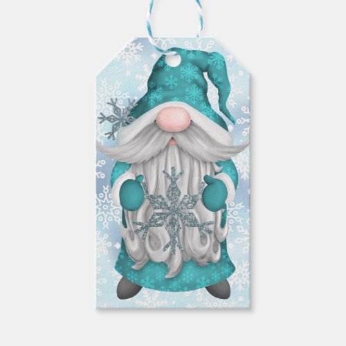Blue Snowflake Gnome   Gift Tags