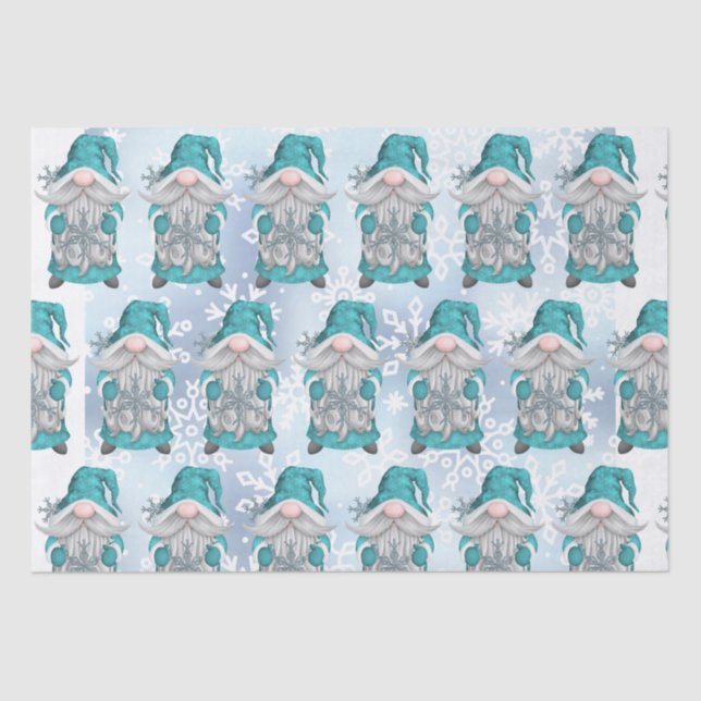 Blue Snowflake Gnome  Tissue Paper (Front)