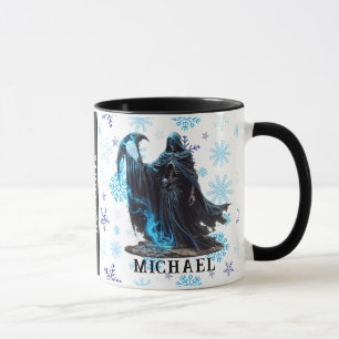 Blue Snowflake Grim Reaper Funny Horror Christmas Mug