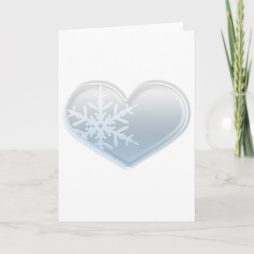 blue snowflake heart holiday card