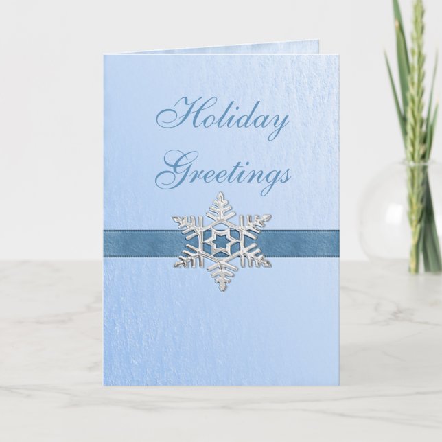 Blue SnowFlake Holiday Greeting Card (Front)