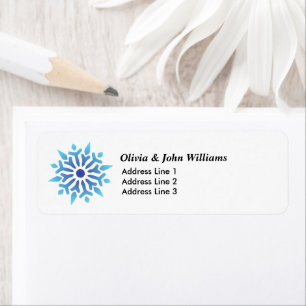 Blue Snowflake Holiday Return Address Label
