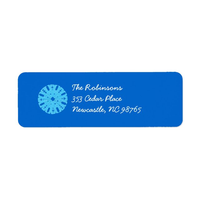 Blue Snowflake Holiday Return Address Label (Front)