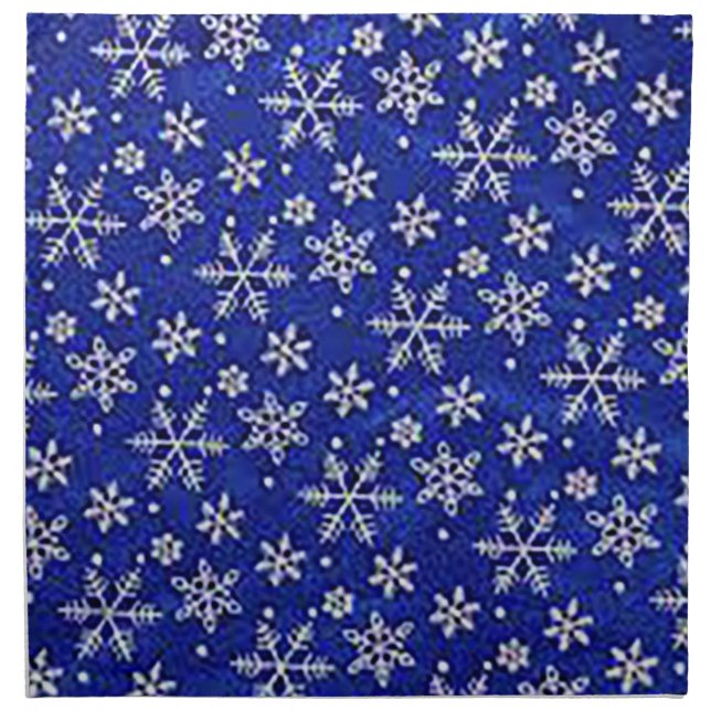 “Blue Snowflake” Holiday Set/4 Cloth Napkins (Front)