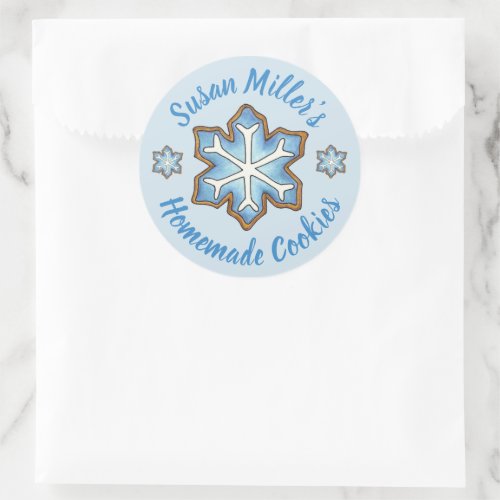 Blue Snowflake Holiday Sugar Cookie Baked Made By Classic Round Sticker