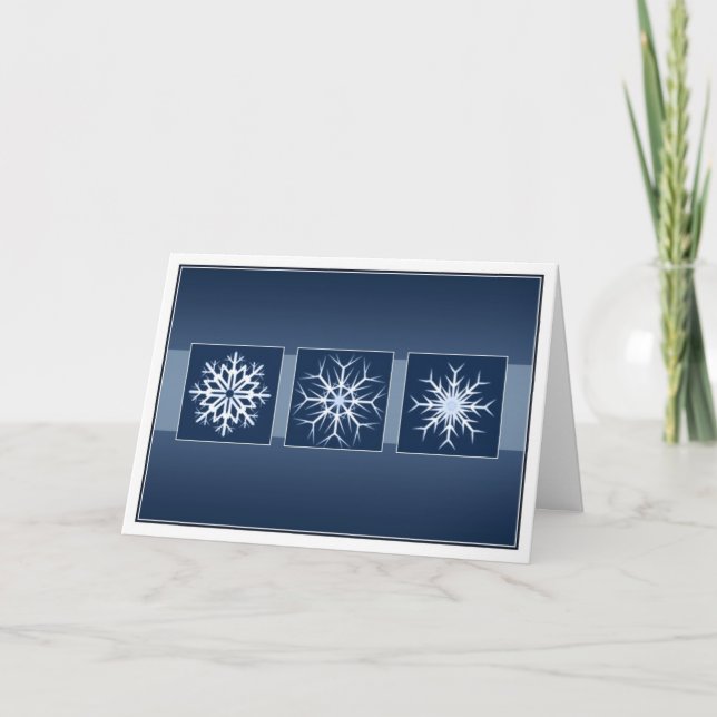 Blue Snowflake Holidays Holiday Card (Front)