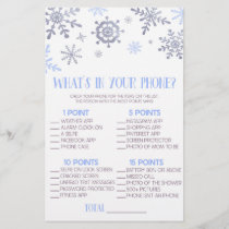 Blue Snowflake In Your Phone Baby Shower Game Stationery