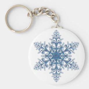 Snowflake Oval Keychain 