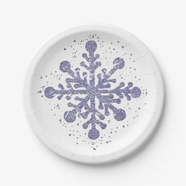 Blue Snowflake "Let it Snow" Plate (Front)