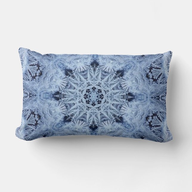 Blue Snowflake Lumbar Pillow (Front)