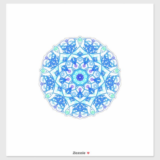 Blue Snowflake Mandala Boho Vinyl Sticker (Sheet)