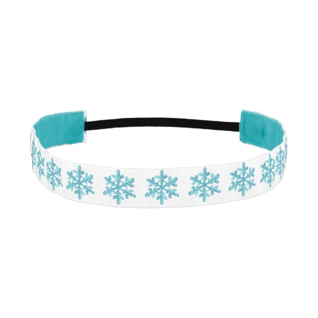 Blue Snowflake Modern Athletic Headband (Front)