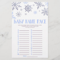 Blue Snowflake Name Race Baby Shower Game Activity Stationery