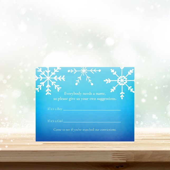 Blue Snowflake Name Suggestions Baby Shower Game Enclosure Card (Creator Uploaded)