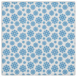 Blue Snowflake on white with fish scales pattern Fabric