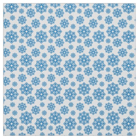 Winter Blue Snowflake Pattern Fabric | Zazzle