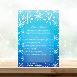 Blue Snowflake Over or Under Baby Shower Game Invitation