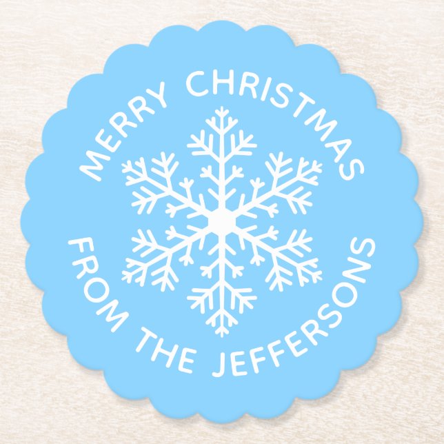 Blue Snowflake Paper Coaster (Front)