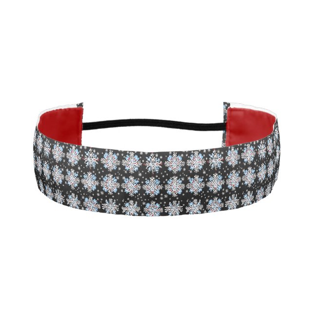 Blue Snowflake Pattern Athletic Headband (Front)