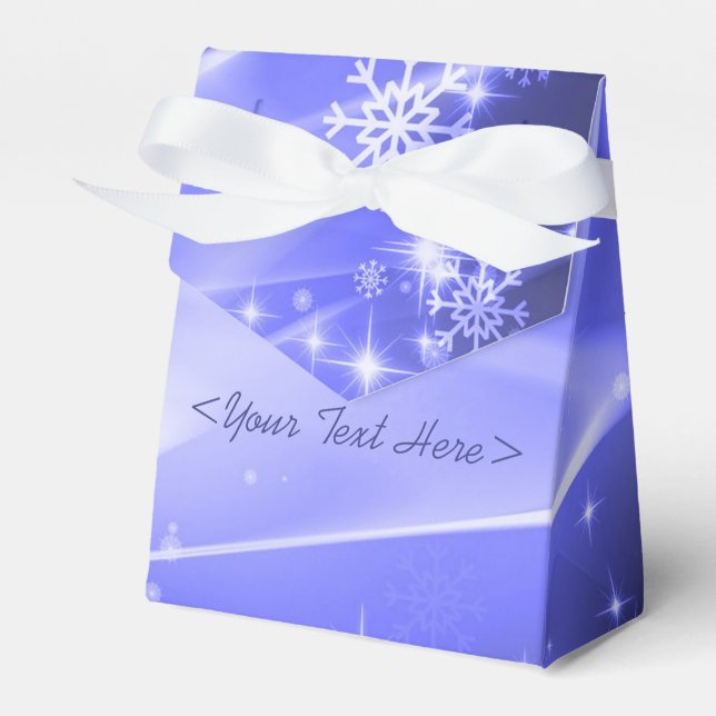Blue Snowflake Pattern Christmas Favor Box (Front Side)