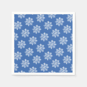 Blue Snowflake Pattern Christmas Holiday Napkins
