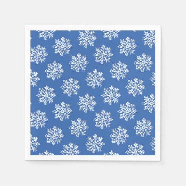 Blue Snowflake Pattern Christmas Holiday  Napkins (Front)
