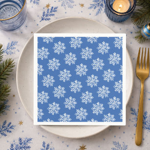 Blue Snowflake Pattern Christmas Holiday Napkins