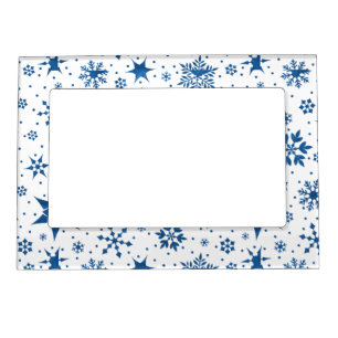 Blue Snowflake Pattern Magnetic Frame