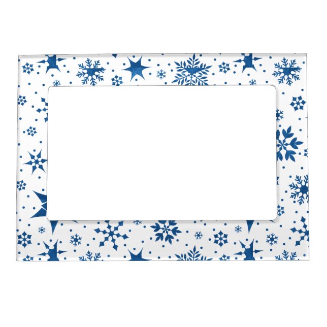 Blue Snowflake Pattern Magnetic Frame (Front)