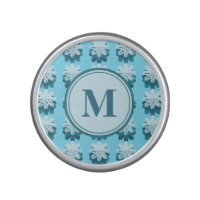 Blue Snowflake Pattern Monogram Bluetooth Speaker