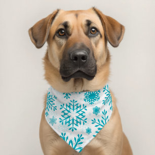 Blue Snowflake Pattern Pet Bandana Collar