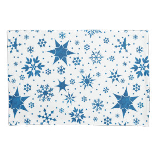 Blue Snowflake Pattern Pillow Case