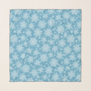 Blue Snowflake Pattern Scarf