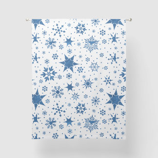 Blue Snowflake Pattern Sheer Curtains