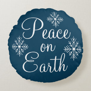 Blue Snowflake Peace on Earth Pillow