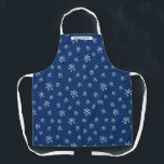 Blue Snowflake Personalized Apron<br><div class="desc">Winter snowflake pattern on dark blue background is perfect for holiday cooking and baking. 
Personalize it for your favorite chef and baker.</div>