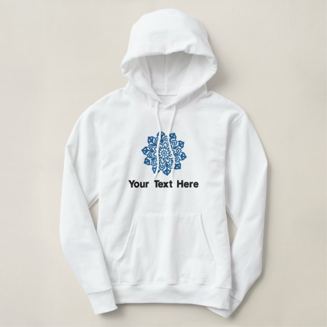 Blue Snowflake Personalized Embroidered Hoodie (Design Front)