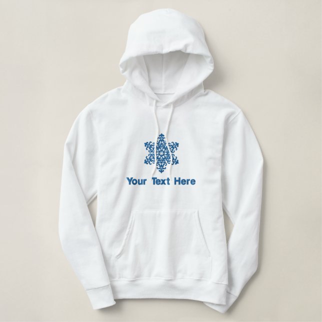 Blue Snowflake Personalized Embroidered Hoodie (Design Front)