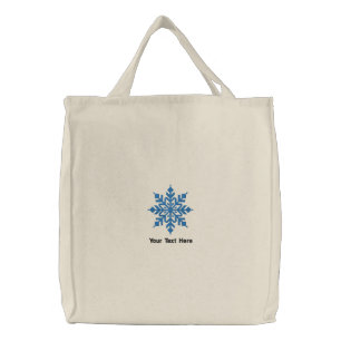 Blue Snowflake Personalized Embroidered Tote Bag