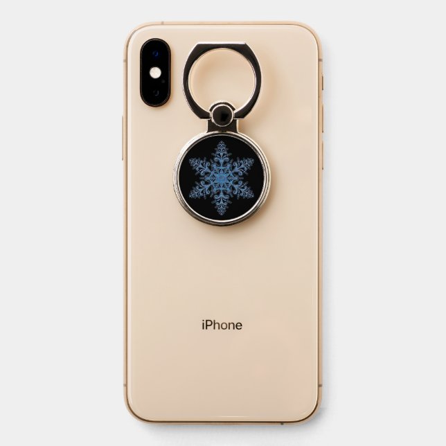 Blue Snowflake Phone Ring Stand (On Phone)