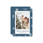 Blue Snowflake Photo Christmas Card