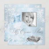 Blue Snowflake Photo Quinceanera Invitation (Front/Back)