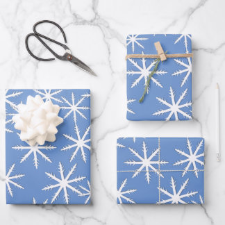 Blue Snowflake  Print Wrapping Paper Sheets
