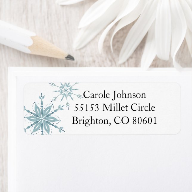 Blue Snowflake Return Address Label (Insitu)