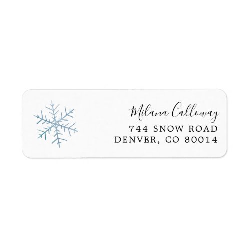 Blue Snowflake Return Address Label