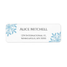 Blue Snowflake Return Address Sticker or Label