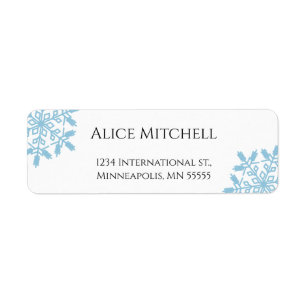 Blue Snowflake Return Address Sticker or Label