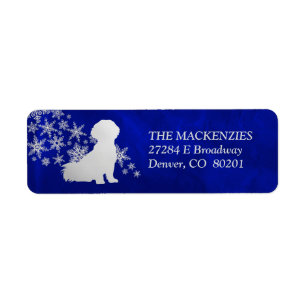 Blue Snowflake Shih Tzu Return Address Label